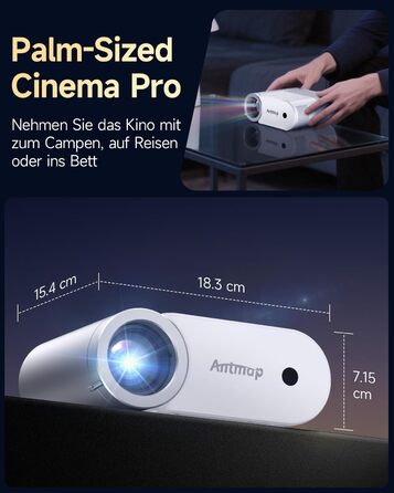 Міні проєктор Beamer Bluetooth WiFi 1080P: Підтримка iPhone/Android, HDMI, USB, Fire Stick, PS5. Компактний проєктор для телефону, фільмів, дому та відпочинку на природі