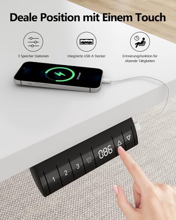 Регульований стіл Flamaker: електричний, з пам'яттю, для офісу, 180x80 см, коричневий