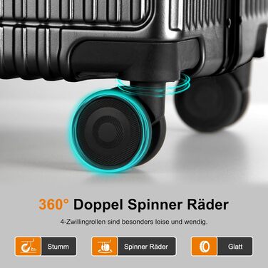 Набір валіз HOMELUX 3 шт. (M-L-XL) з ABS-пластику, срібляста, з жорсткою обшивкою, ручна сумка, валіза на колесах