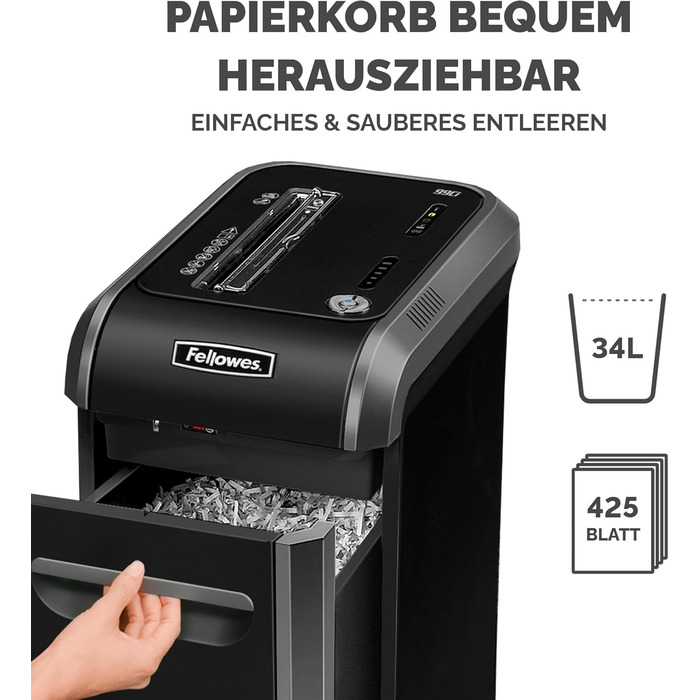 Fellowes Aktenvernichter High Security P5: Шредер для офісу, Microcut, 30л кошик, 2000 частинок/лист