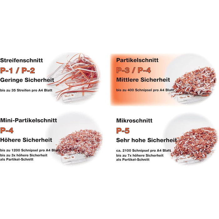 Шредер для паперу Peach PS500-40A: 10 листів, P-4, 21 літр, DSGVO, для офісу