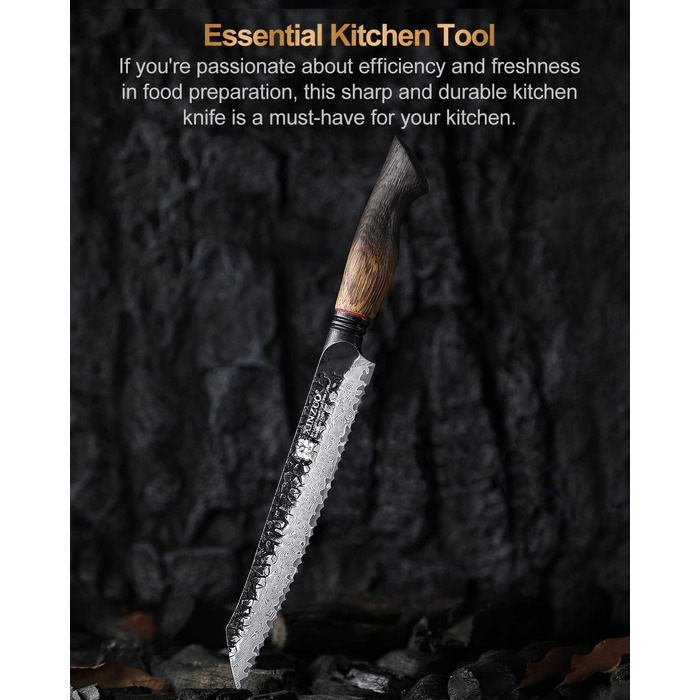 Ніж кухарський XINZUO Damaststahl серії Mo, 19.3 см - професійний, з лезом з дамаської сталі, кухонний ніж, мультифункціональний, з ергономічною ручкою з білого дуба