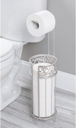 Підставка для туалетного паперу mDesign-сучасна підставка для рулонів паперу для ванної кімнати і гостьового туалету-підставка для туалетного паперу з місцем для зберігання до 3 запасних рулонів-антрацит (кольори тьмяного срібла)
