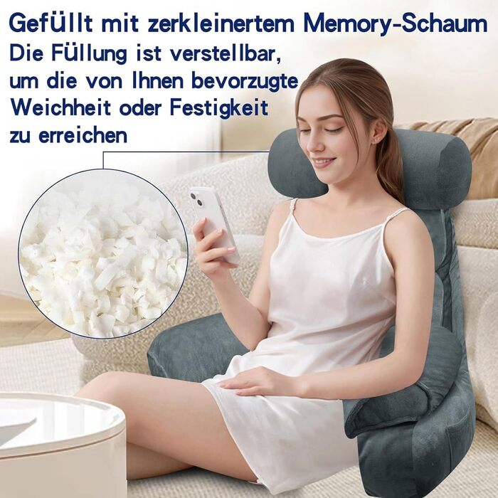 Підлогове крісло-мішок для читання, 67x30 см (Сірий, 63x22 см)