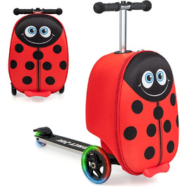 Дитячий чемодан і самокат DREAMADE 2 в 1 для дітей від 5 років і старше, дитячий візок з миготливими світлодіодними коліщатками, дитячий багаж 19 дюймів для дітей
