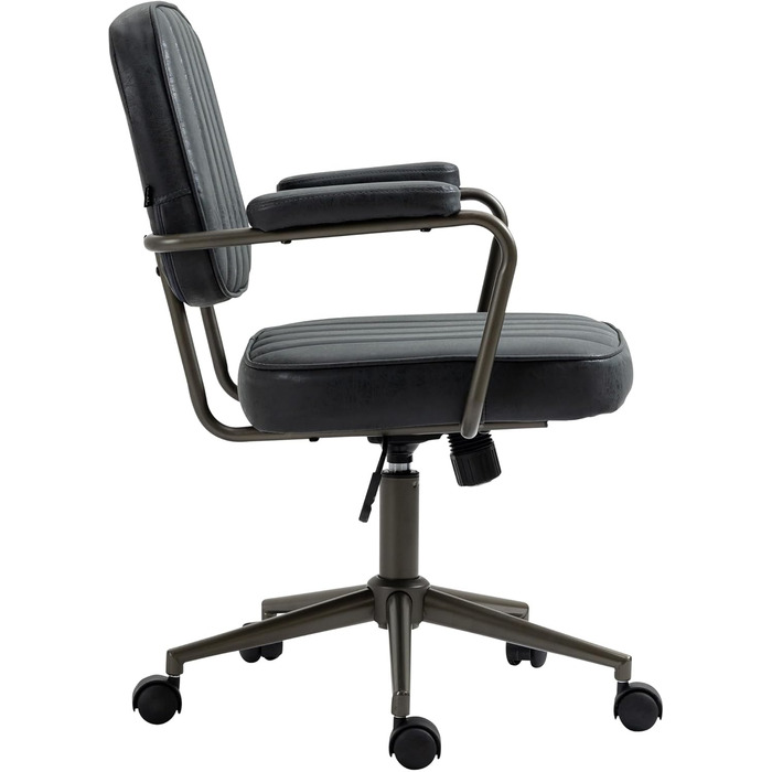 Ергономічне крісло для офісу CLP Natrona I з регулюванням висоти, поворотне на 360°, з функцією гойдання, з м'яким сидінням та легкопрохідними роликами, колір: античний чорний