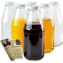 Набір з 20 пляшок для соку gouveo об'ємом 500 мл з кришкою, що загвинчується-маленька скляна пляшка об'ємом 0,5 л з кришкою TO43-порожня пляшка для наповнення кухні та будинку (06 шт., білий)