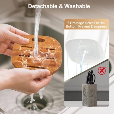 Набір ножів Makfoner 6 шт. з знімним бруском: кухонні ножі Сантоку, для хліба, кухонні, для чищення, універсальні, ножиці, з нержавіючої сталі, білий