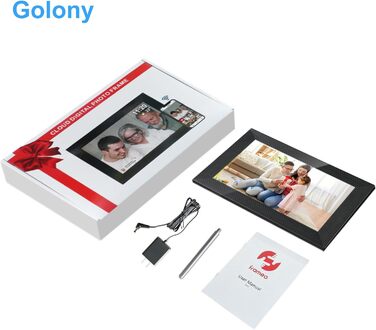 Цифровий фоторамка Frameo WLAN, 10.1 дюйми, LCD сенсорний екран 1280x800, 32GB, автоматичне обертання, підключення Wi-Fi, сумісний з додатком Frameo