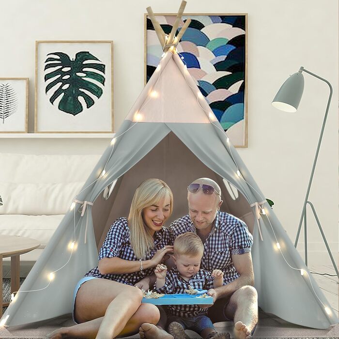 Дитяче намет Tipi, миється, з підсвічуванням, подушкою та сумкою для перенесення. Ідеальний для дівчаток та хлопчиків