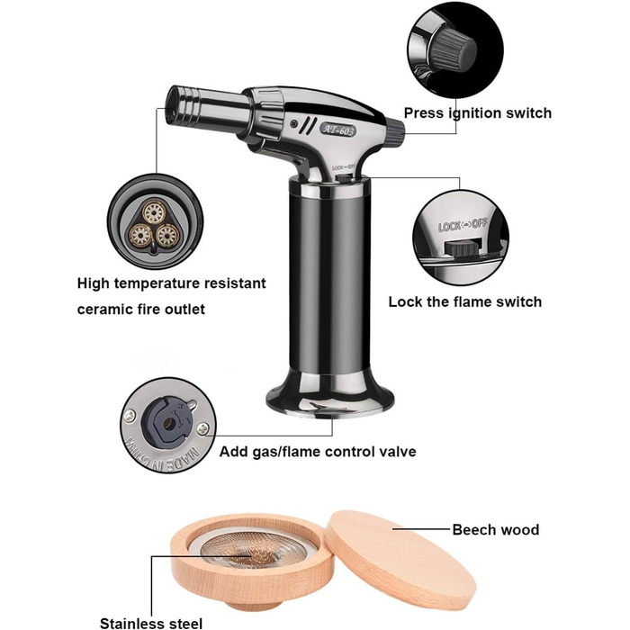 Набір для копчення коктейлів: факел, 8 смаків, тріски, ліхтарик, форма для льоду, аксесуари для віскі, інфузія