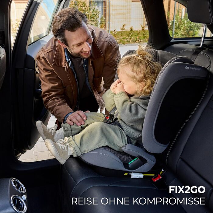 Автокрісло Kinderkraft FIX2GO i-Size 76-150 см (15 міс - 12 років), сіре, ISOFIX, з SPS+, H-GUARD+, 5 положень, з пранням чохла