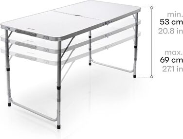 Кемпінговий стіл Складний набір кемпінгових столів Alu 120 x 60 x 69 см Розкладний стіл з 4 стільцями 60 x 120 x 69 см Білий