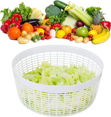 Крутилка для салату для витягування, професійна крутилка для салату, велика сушарка для салату, карусель для салату XXL 7 літрів, біло-зелена, 10024697