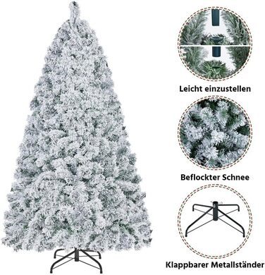 Штучна ялинка Yaheetech зі снігом 183 см (діаметр 120 см), 820 гілок, з металевим підставкою, швидкий монтаж, розкладний механізм для ялинки на Різдво