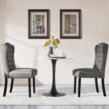 Крісло кухонне Yaheetech з підлокітниками та спинкою у вигляді крила, оббивка, до 140 кг, сіре (6, світло-сіре)