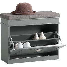 Полка для взуття SoBuy з подушкою для сидіння та місцем для зберігання, вузька, до 150 кг, сірий, 60x51x24 см