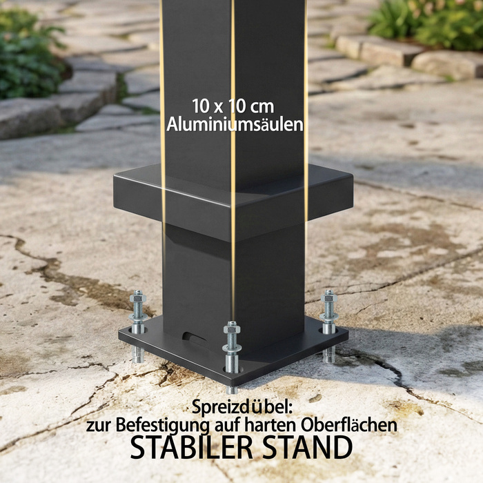 Пергола приблизно 3x3 м, алюмінієвий дах для тераси з регульованими ламелями, кріплення до стіни, темно-сірий