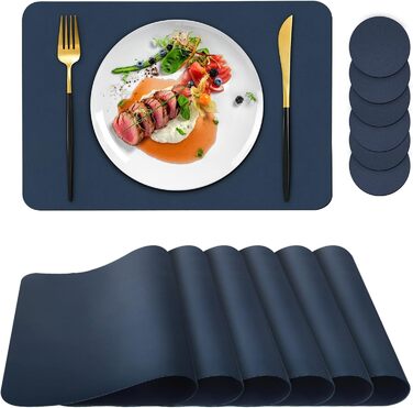 Набори серветок на стіл Bacgnyer, 6 шт., чорні, миючі, підставки під тарілки, для дітей, осінні, з екошкіри, підставки під тарілки