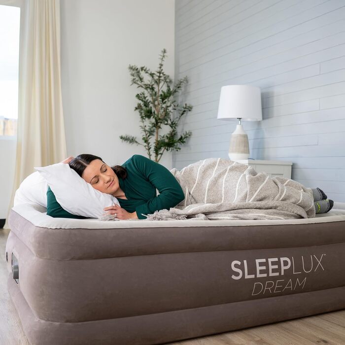 Надувний матрац SleepLux Dream Luxus подвійний з вбудованим насосом, 45.7 см, високий, для гостей, кемпінгу, дому