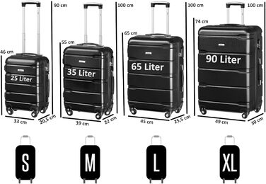 Набір валіз Zelsius 4 шт., чорний | ABS валізи з кодовим замком, 4 колеса та внутрішній роздільник | Набір валіз 4 шт., тріумф, велика валіза, набір багажу, ручна валіза чорна 4 шт.