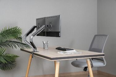 Кріплення для монітора 3IDEE Flexi-Lite: 2 монітори, 17-32 дюйми, до 9кг, VESA 75x75/100x100, регульована висота, сірий колір