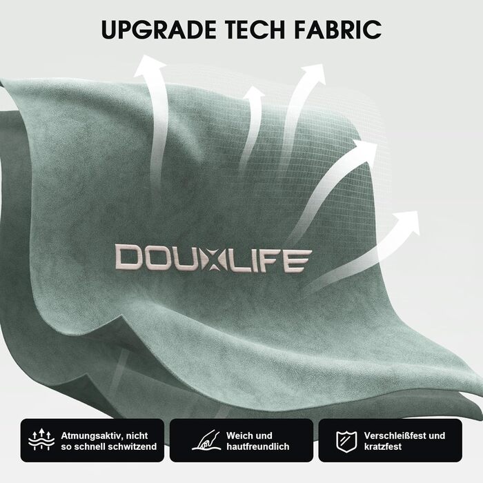 Ігровий крісло Douxlife з тканини з масажем, розширене сидіння з кишеньковими пружинами, ергономічний офісний стілець PC Gamer, крісло для геймерів з підніжкою та металевим каркасом, 158 кг, світло-зелений