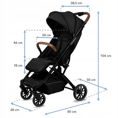 Компактна прогулянкова коляска Kidwell Colmer UP Black — легка, маневрена, складана