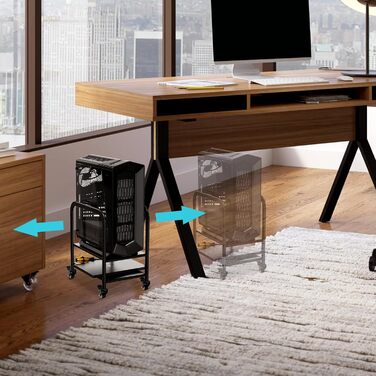 Підставка для комп'ютера 360Tronics, регульована по висоті, 2-ярусна, для Mini/Mid-Tower, металева, з колесами, для дому та офісу, чорна