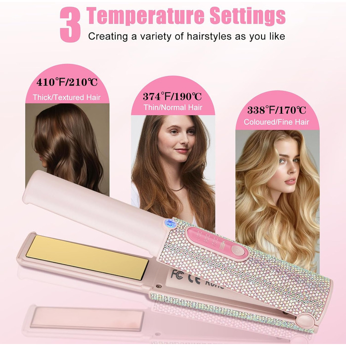 Бездротовий випрямляч для волосся Mini Glätteisen Titan з акумулятором 5000mAh, рожевий: 2-в-1 для випрямлення та завивки, портативний міні-випрямляч для подорожей з швидким нагрівом до 210°C