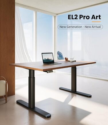 Електричний регульований стіл MAIDeSITe EL2 Pro Art з овальною основою, чорний. Підйом до 180 кг, 4 пам'яті, захист від зіткнень