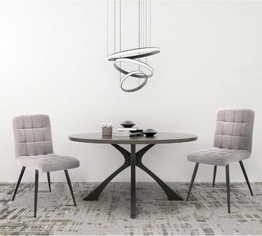 Набір обідніх стільців Lestarain 6 шт. з м'яким сидінням, оксамитові, для кухні/вітальні, металеві ніжки, сірий