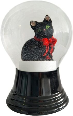 Віденський снігова куля SNOWGLOBE Снігова куля зі справжнього скла-майже як справжній сніговий мотив (кішка Чорна, 8 см)