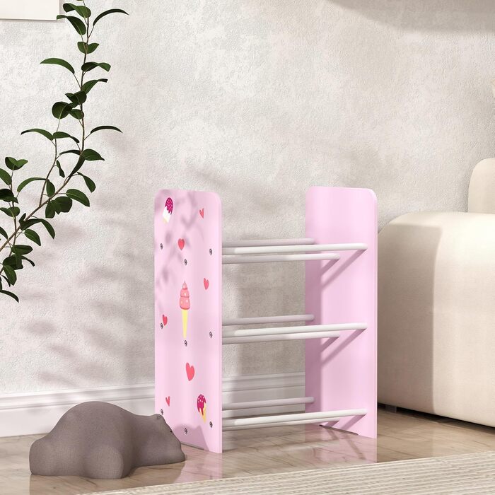 Дитяча полиця для іграшок AIYAPLAY з 6 коробками з фетру, 43x30x60 см (Рожева)