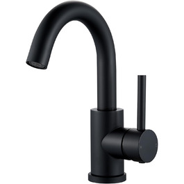 Змішувач для ванної кімнати/кухні 360° з нержавіючої сталі, одноlever, висота виливу 150 мм, чорний матовий, з щіткою Нікель