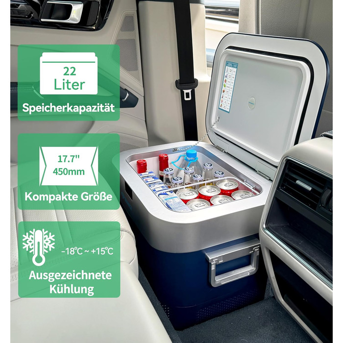 Автохолодильник BINGI 18л портативний 12/24V, 230V: термобокс для авто, кемпінгу, дому (-18°C до 15°C)