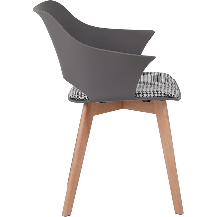 Набір з 4 стільців Albatros для їдальні Aalborg, білий - з масивних букових ніжок, скандинавський ретро-дизайн, зручний стільчик-чаша. Елегантний кухонний стілець, стілець для їдальні до столу білий (сірий)