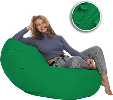 Подушка для підлоги Beanbag XXL для дорослих і дітей - підходить для ігор або відпочинку - в приміщенні та на вулиці, оскільки вона водонепроникна - з намистинами EPS, колір зелений, розмір XL