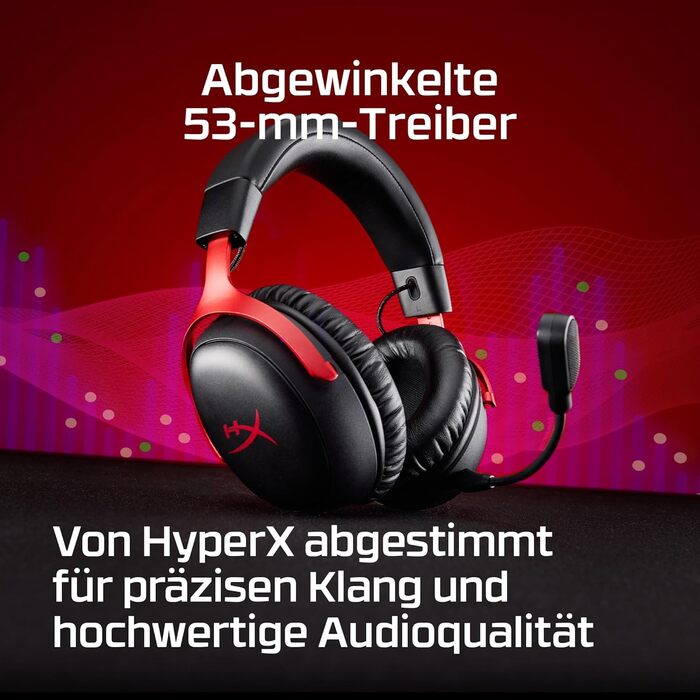 Ігрова гарнітура HyperX Cloud III: 53-мм драйвери, Memory Foam, DTS, мікрофон з шумозаглушенням, USB-C/USB-A/3,5mm, для PC, PS5, PS4, Xbox, Switch, Mac (Cloud III S 2025 Edition, чорний/червоний)