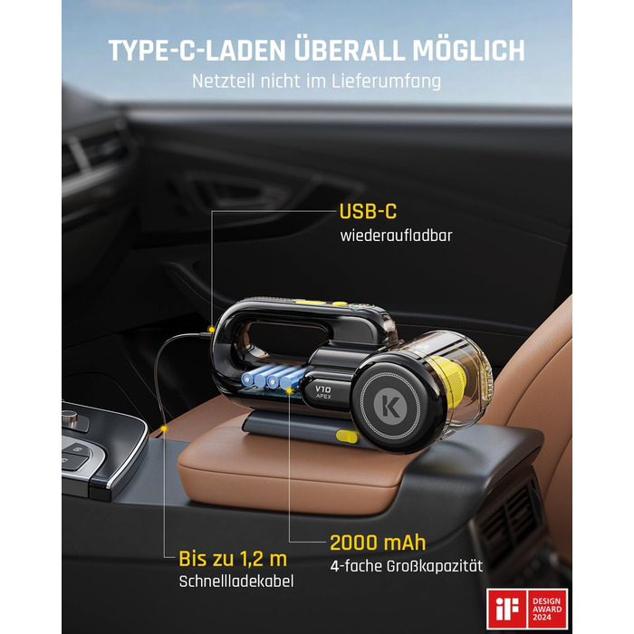 Акумуляторний ручний пилосос Fanttik Fold V10 APEX Pivot для авто та дому, потужність 17 000 Па, LED-дисплей, з гнучким шлангом та щіткою для шерсті тварин