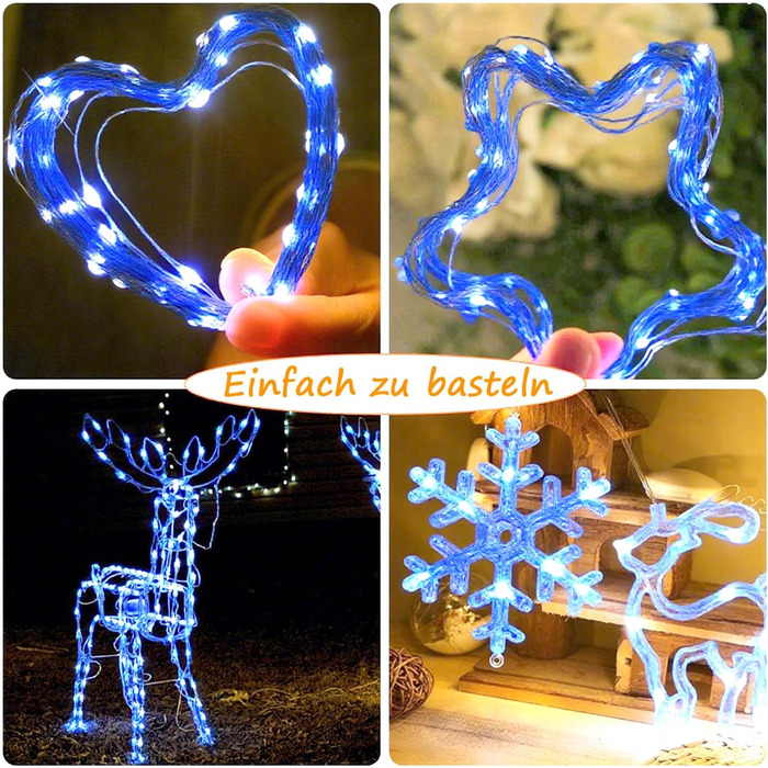 Ланцюжок прикрас LED 100 шт., 10 м, 8 режимів, пульт, таймер, тепле біле світло, диммування, вологостійкий, для дому та саду