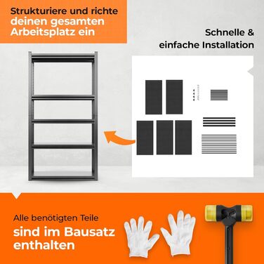 Металевий стелаж з металевими полицями, 5 ярусів, 160x86x45 см. Міцний, швидко збирається, стійкий до плісняви. Ідеально для підвалу, складу та дому.