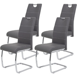 Набір обідніх стільців Hela Flora (4 шт.), штучна шкіра сірого кольору, металевий каркас, 42x57x98 см