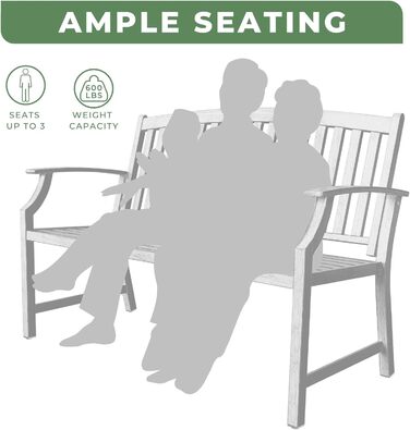 Металева лавка Grand Patio для саду, парку та балкону. Лавка з підлокітниками та спинкою, стиль ретро, міцна сталь та чавун (білий, сучасний)