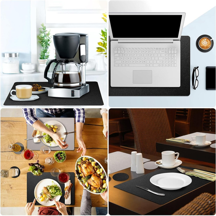 Набори підставки під тарілки 6 шт. з екошкіри, 43x30 см (червоний/сірий)