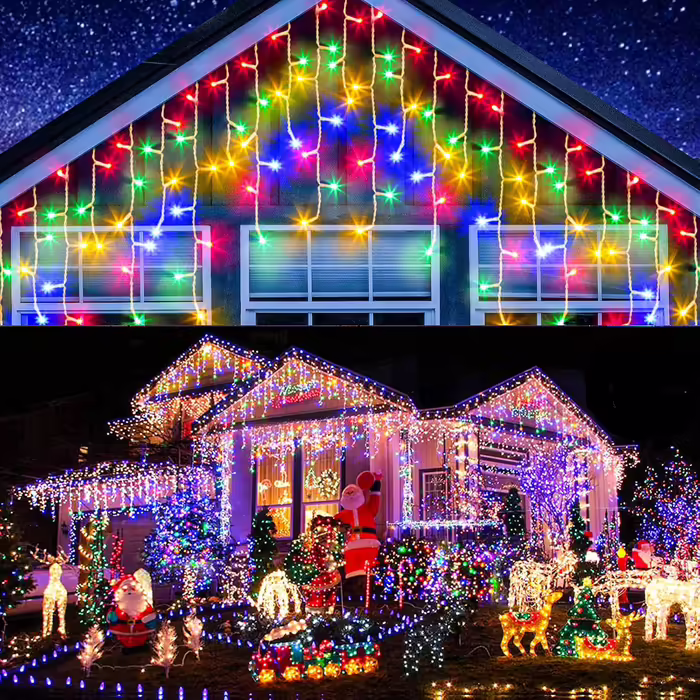 Гірлянда-бахрома 20 м 800 LED Elegear, різнокольорова, для вулиці, з таймером, IP44, розширювана, 8 режимів, для вікна, даху, балкона, новорічна декорація
