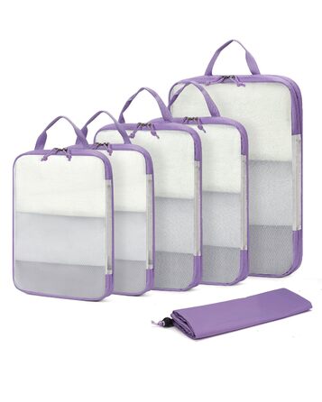 Набір компресійних органайзерів для валізи та рюкзака ECOHUB, 6 предметів, ультралегкі дорожні пакувальні куби з сітчастої тканини (Фіолетовий)
