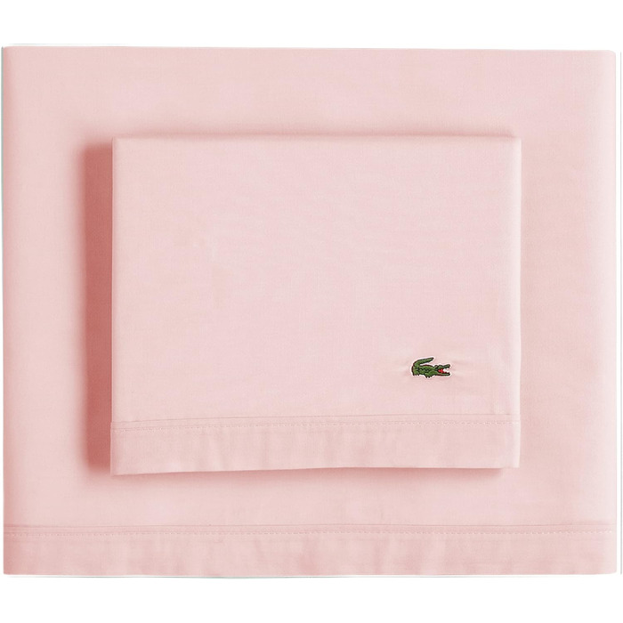 Комплект постільної білизни Lacoste, 100 бавовна, перкаль, однотонний, двоспальне ліжко (Iced Pink, Standard King)