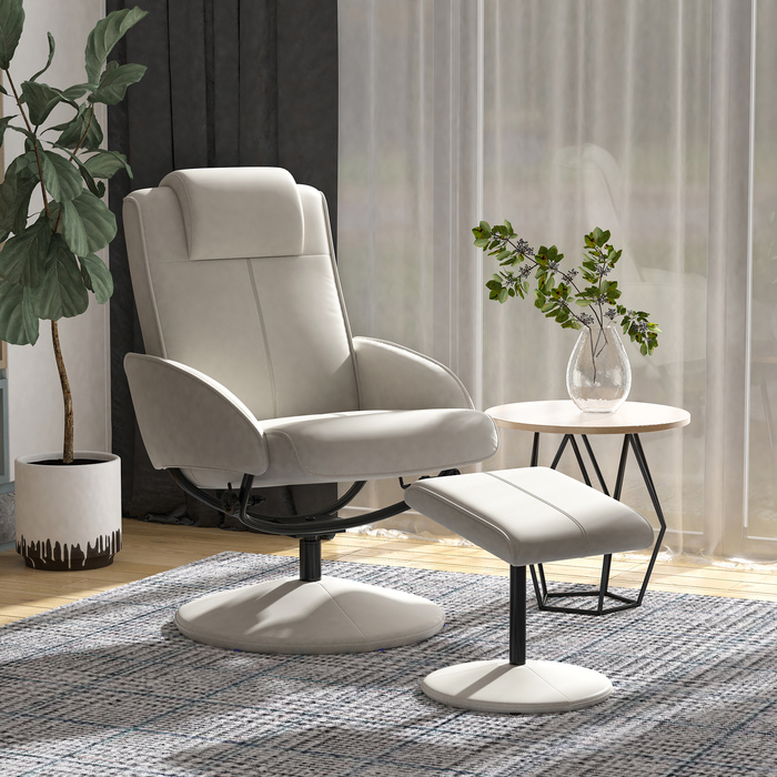 Крісло для телевізора HOMCOM Recliner 360° поворотне з підставкою для ніг сірого кольору, L78 × W71 × H101 см, зручне крісло для вітальні