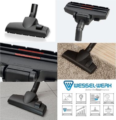 Акіта 800W безмішковий пилосос з сильною тягою та німецьким насадкою Wessel 2-в-1 для твердих підлог та килимів (C6 Turbo)